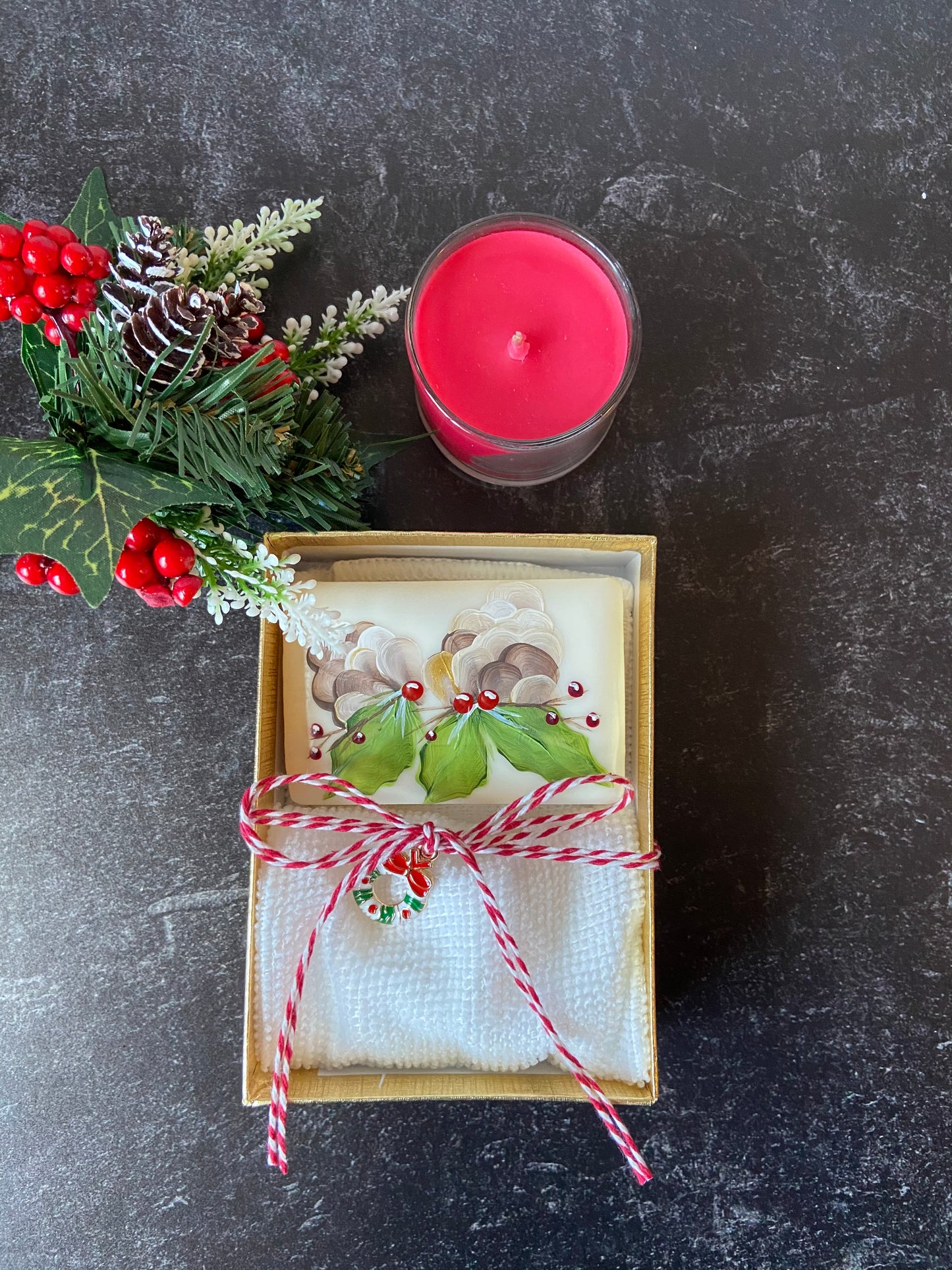 Double Pinecone Hand Painted Christmas Soap