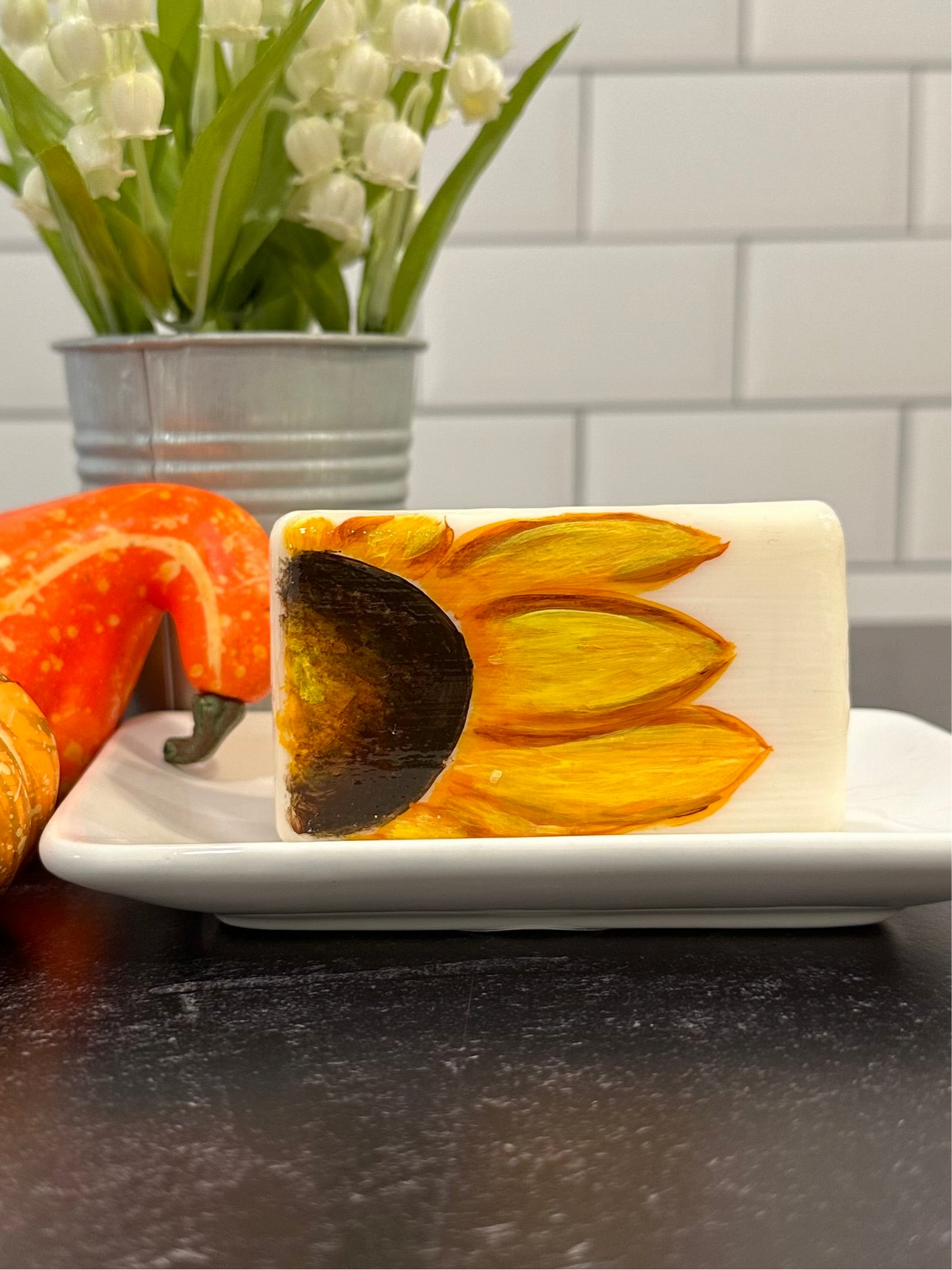 Harvest Sunflower Hand Painted Fall Soap
