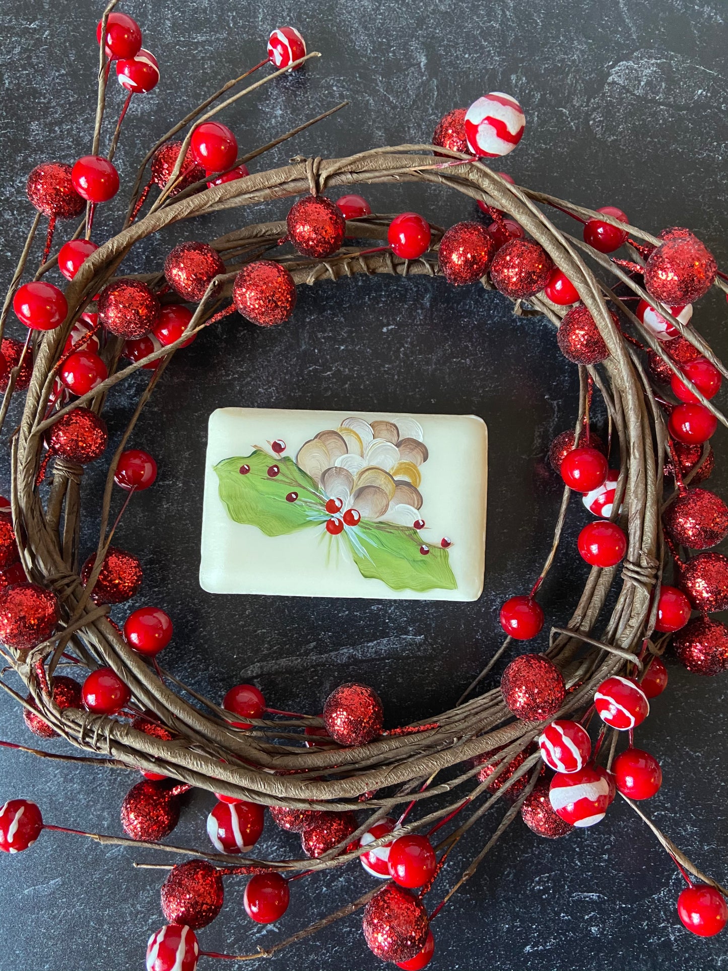 Holiday Pinecone Hand Painted Christmas Soap