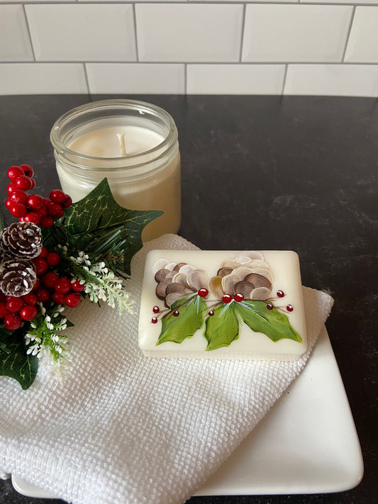 Double Pinecone Hand Painted Christmas Soap