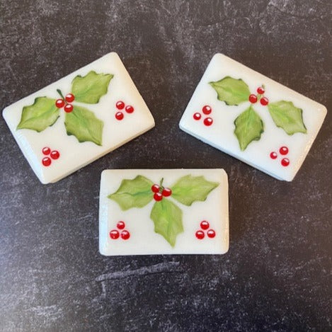 Holly Berry Bliss Hand Painted Holiday Soap
