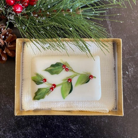 Merry Mistletoe Hand Painted Christmas Soap