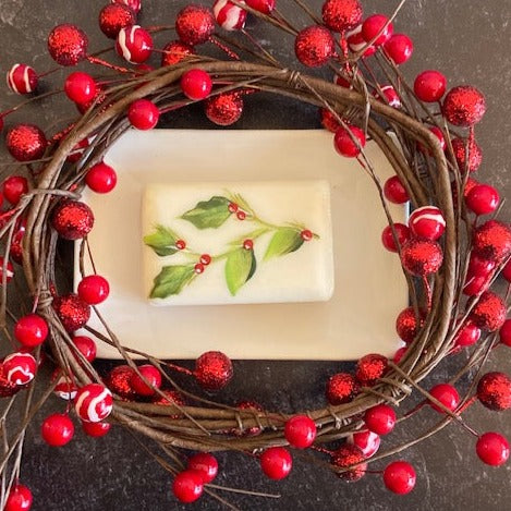 Merry Mistletoe Hand Painted Christmas Soap