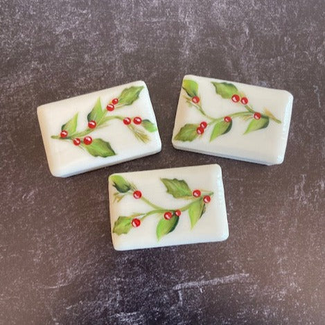 Merry Mistletoe Hand Painted Christmas Soap
