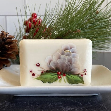 Holiday Pinecone Hand Painted Christmas Soap